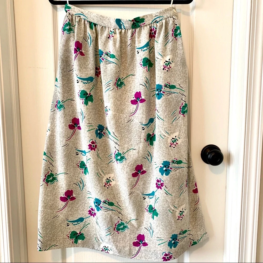 Vintage WEATHERVANE Floral Lined Midi Skirt
